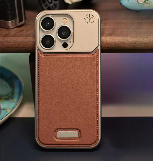 Iphone Leather Case Magsafe - Top Grain Vintage Crazy Horse Leather - Metal Buttons & Camera Bezel Bump - Slim Fit & Soft - Premium Phone Cover (6.1-inch) Retro Brown
